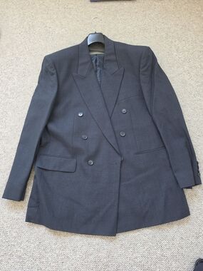 Vintage Michel René 100% Wool Double-Breasted Suit – Navy